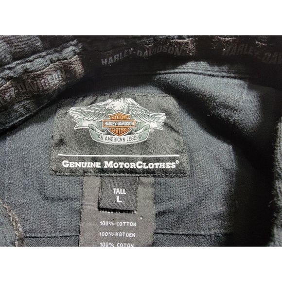 Harley Davidson Men's Black Long Sleeve Button-up Shirt - Tall Large - Picture 3 of 5